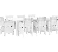 vidaXL Ensemble de jardin pour repas, 9 pièces, blanc, en polypropylène