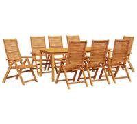 vidaXL Ensemble de jardin pour repas, 9 pièces, bois d'acacia massif, couleur marron