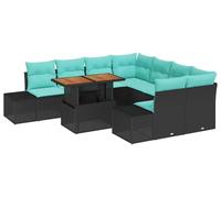 vidaXL Ensemble de jardin pour repas, 9 pièces, couleur noire et vert émeraude, pour 8 personnes