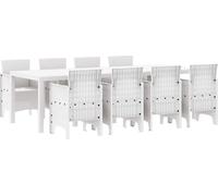 vidaXL Ensemble de jardin pour repas, 9 pièces, gris clair, polypropylène