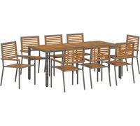vidaXL Ensemble de salle à manger de jardin 9 pièces gris et marron en polyrotin
