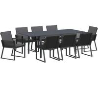 vidaXL Ensemble de jardin pour repas, 9 pièces, noir, en résine tressée