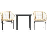 vidaXL Ensemble de jardin-salle à manger 3 pièces verre polyrattan brun