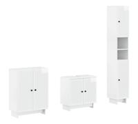 vidaXL Ensemble de Meuble de Salle de Bain 3 pièces Ede Blanc Brillant