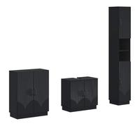 vidaXL Ensemble de Meuble de Salle de Bain 3 pièces HOORN Noir
