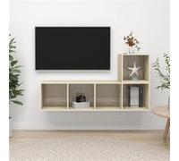 vidaXL Ensemble de meuble TV 2 pcs Chêne sonoma Aggloméré Brun G