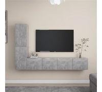 vidaXL Ensemble de Meuble TV 4 pcs Mural Suspendu Ensemble d'Armoires Stéréo Salle de Séjour Intérieur Salon Maison Gris Béton Aggloméré Gris G