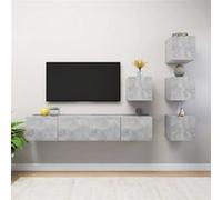 vidaXL Ensemble de meuble TV 6 pcs Gris béton Aggloméré Gris