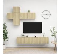 Vidaxl Ensemble De Meuble Tv 7 Pcs Chêne Sonoma Aggloméré Multicolore