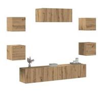 vidaXL Ensemble de meuble TV mural 7 pcs chêne artisanal, meuble TV, meuble multimédia, console TV, meuble hifi, centre de 3329208 Marron G