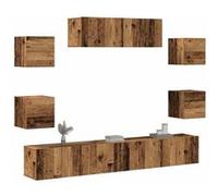 vidaXL Ensemble de meuble TV mural 7 pcs vieux bois bois d'ingénierie, meuble TV, meuble multimédia, console TV, meuble 3329209 Marron
