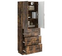 vidaXL Ensemble de Meubles 2 pcs Chêne fumé 66 x 34,5 x 87 cm, Étagères Ajustables, Meuble de Rangement modulable, système Multi-Compartiments, Mural pour Maison et Bureau