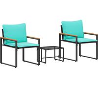 vidaXL Ensemble de meubles avec coussins 3 pcs noir et turquoise rotin