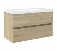 vidaXL Ensemble de meubles de bain 2 pièces – céramique et bois d'ingénierie