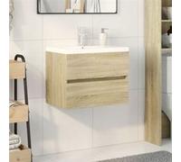 vidaXL Ensemble de Meubles de Bain 2pcs céramique et Bois d'ingénierie, Armoire de Salle de Bain, Meuble de Salle de Bain, Meuble de vestiaire