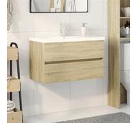 vidaXL Ensemble de meubles de bain 2 pièces – céramique et bois d'ingénierie