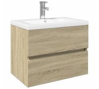 vidaXL Ensemble de Meubles de Bain 2pcs céramique et Bois d'ingénierie, Armoire de Salle de Bain, Meuble de Salle de Bain, Meuble de vestiaire