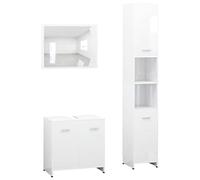 vidaXL Ensemble de Meubles de Bain 3 pcs, Ensemble de Armoires avec Rangement, Organisateur de Toilette Intérieur, Blanc Bois d'Ingénierie