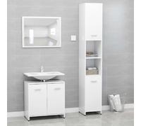 vidaXL Ensemble de Meubles de Bain 3 pcs, Ensemble de Armoires avec Rangement, Organisateur de Toilette Intérieur, Blanc Bois d'Ingénierie