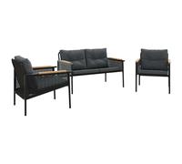 vidaXL Ensemble de meubles de balcon 3 pièces avec coussins Noir Acier