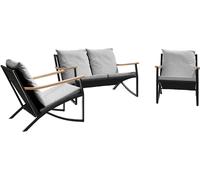 vidaXL Ensemble de meubles de balcon 3 pièces avec coussins Noir Acier