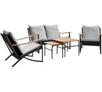 vidaXL Ensemble de meubles de balcon 5 pièces avec coussins Noir Acier