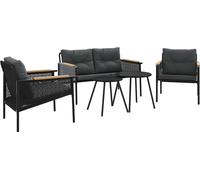 vidaXL Ensemble de meubles de balcon 5 pièces avec coussins Noir Acier