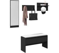 vidaXL Ensemble de meubles de couloir 4 pcs noir bois d'ingénierie