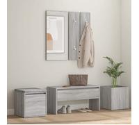 vidaXL Ensemble de Meubles de Couloir Banc d'Entrée Boîte de Rangement Miroir de Coiffeuse Porte-manteau Sonoma Gris Bois 3120201