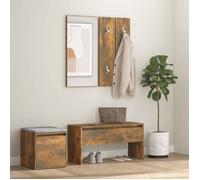 vidaXL Ensemble de meubles de couloir Chêne fumé Bois d'ingénierie Marron