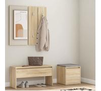 vidaXL Ensemble de Meubles de Couloir Banc d'Entrée Siège Panneau de Portemanteau Meuble de Rangement Intérieur Chêne Sonoma 3082047