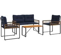 vidaXL Ensemble de meubles de jardin avec coussins 4 pcs bleu marine