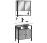 vidaXL Ensemble de Meubles de Salle de Bain 2 pcs, Armoire d'Évier et Armoire à Miroir Mural, Meuble de Rangement Toilette, 3214658 Gris G