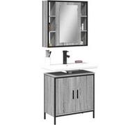 vidaXL Ensemble de meubles de salle de bain Sonoma 2 pièces moderne avec miroir Gris
