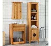 vidaXL Ensemble de meubles de salle de bain 2 pcs bois de pin massif, armoire de salle de bain, meuble de salle de bain, 3223460 Marron G