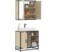 vidaXL Ensemble de meubles de salle de bain Chêne sonoma 3300906 2 pcs Beige