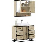 vidaXL Ensemble de meubles de salle de bain 2 pcs chêne sonoma, armoire de rangement, armoire de bain, meuble de toilette 3300931 Marron G