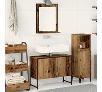 Vidaxl Ensemble De Meubles De Salle De Bain 2 Pièces En Bois Ancien Et Bois Aggloméré