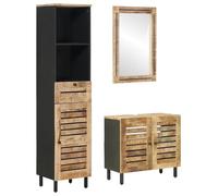 vidaXL Ensemble de Meubles de Salle de Bain 3 pc Naturel, Ensemble de Meubles de Salle de Bain Moderne, Rangement Rustique, Design élégant et Pratique pour Votre déco