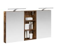 vidaXL Ensemble de Meubles de Salle de Bain 3 pcs 110 x 10,5 x 60,5 cm, Meuble de Salle de Bains, Miroir LED rectangulaire, Rangement Mural Moderne, Organiseur Pratique, Gain de Place