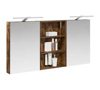 vidaXL Ensemble de Meubles de Salle de Bain 3 pcs 120 x 10,5 x 60,5 cm, Meuble de Salle de Bains, Miroir LED rectangulaire, Rangement Mural Moderne, Organiseur Pratique, Gain de Place