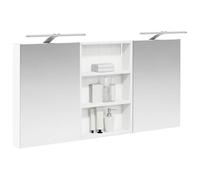 vidaXL Ensemble de Meubles de Salle de Bain 3 pcs 120 x 10,5 x 60,5 cm, Meuble de Salle de Bains, Miroir LED rectangulaire, Rangement Mural Moderne, Organiseur Pratique, Gain de Place