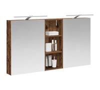 vidaXL Ensemble de Meubles de Salle de Bain 3 pcs 130 x 14,5 x 70 cm, Meuble de Salle de Bains, Miroir LED rectangulaire, Rangement Mural Moderne, Organiseur Pratique, Gain de Place