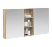 vidaXL Ensemble de Meubles de Salle de Bain 3 pcs 130 x 14,5 x 70 cm, Meuble de Salle de Bains, Miroir LED rectangulaire, Rangement Mural Moderne, Organiseur Pratique, Gain de Place