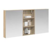 vidaXL Ensemble de Meubles de Salle de Bain 3 pcs 140 x 14,5 x 70 cm, Meuble de Salle de Bains, Miroir LED rectangulaire, Rangement Mural Moderne, Organiseur Pratique, Gain de Place