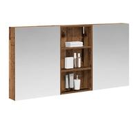 vidaXL Ensemble de Meubles de Salle de Bain 3 pcs 140 x 14,5 x 70 cm, Meuble de Salle de Bains, Miroir LED rectangulaire, Rangement Mural Moderne, Organiseur Pratique, Gain de Place