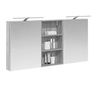 vidaXL Ensemble de Meubles de Salle de Bain 3 pcs 140 x 14,5 x 70 cm, Meuble de Salle de Bains, Miroir LED rectangulaire, Rangement Mural Moderne, Organiseur Pratique, Gain de Place
