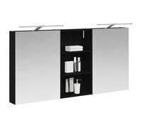 vidaXL Ensemble de Meubles de Salle de Bain 3 pcs 140 x 14,5 x 70 cm, Meuble de Salle de Bains, Miroir LED rectangulaire, Rangement Mural Moderne, Organiseur Pratique, Gain de Place