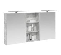 vidaXL Ensemble de Meubles de Salle de Bain 3 pcs 140 x 14,5 x 70 cm, Meuble de Salle de Bains, Miroir LED rectangulaire, Rangement Mural Moderne, Organiseur Pratique, Gain de Place