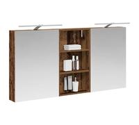 vidaXL Ensemble de Meubles de Salle de Bain 3 pcs 140 x 14,5 x 70 cm, Meuble de Salle de Bains, Miroir LED rectangulaire, Rangement Mural Moderne, Organiseur Pratique, Gain de Place